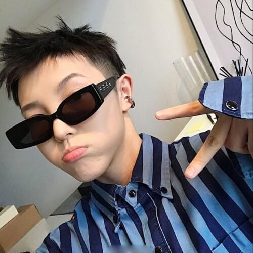 2019 New Ins Popular CEO Rectangle Sunglasses Women Brand Designer Ulzzang Candy Colors Clear Red Blue Sun Glasses Men