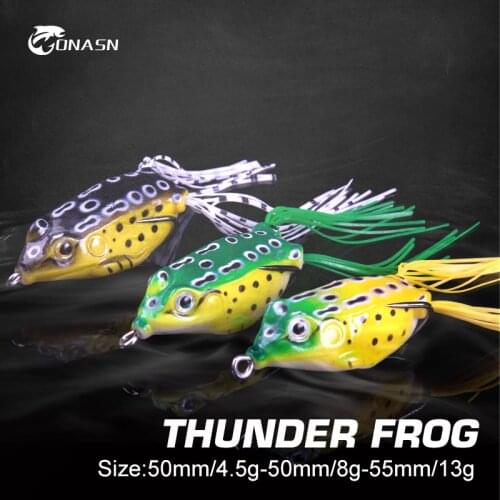 ONASN Thunder Frog Fishing Lures Soft Baits 50mm 55mm Floating Topwater Frog lure With Double Hooks Fishing Tackle For Bass Pike