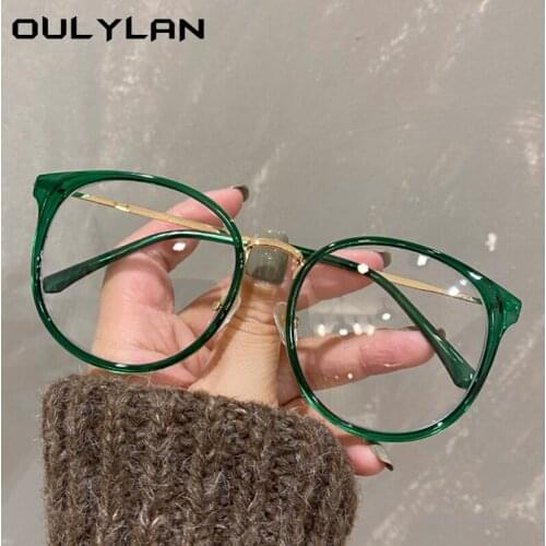 Oulylan Vintage Round Glasses Women Men Retro Optical Spectacles Frames Metal Eyeglasses Female Computer Eyewear for Gaming