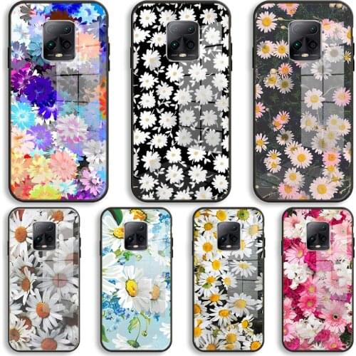 Pastel pink floral Silicone Glass Phone Case For Xiaomi Redmi 9A 8A 7A Note 9 8 7 Pro Y3 9S 8T Balck Cover