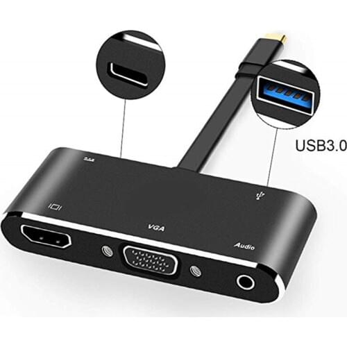USB C to HDMI Adapter Hub for Nintendo Switch Type-C to HDMI+VGA+Audio+USB 3.0 Converter Cable for MacBook Pro/Smasung S8 Google