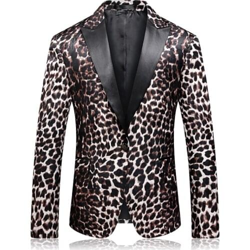 Luxury Leopard Slim Fit Prom Suit Jacket For Kleding Mannen Vetement Homme Black Collar Men Stylish Blazer 4xl