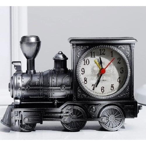 Student Gift Antique Locomotive Alarm Clock Table Desk Alarm Clock Creative Home Wake Up Alarm Clock Ringtone