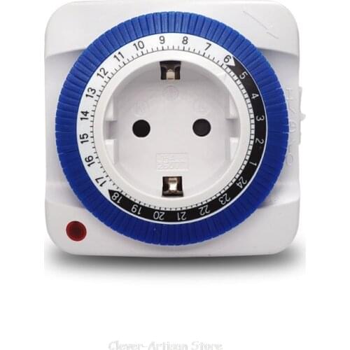 EU 24 Hours Timer Switch Socket 230V 16A Plug In 15min to 24H Programmable Energy Saving Timing Outlet Au 20 20 Dropship