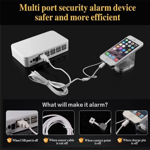 6 Ports Cellphone Security Burglar Alarm System Stand Mobile Phone Anti-Theft Display Device With Acrylic Holder