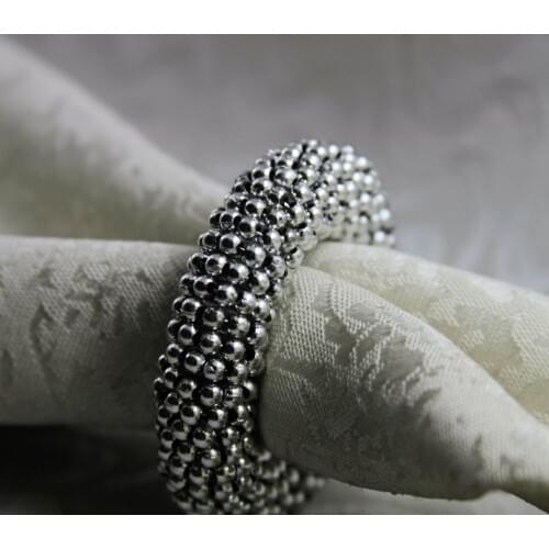Qn17042701gold silver pearl flower napkin rings beaded wedding wholesale, napkin holder