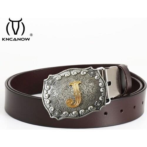 Made Of Whole Cow Leather Belt Men Casual Pants Belts Fashion J Letter Buckle High Quality Cowhide Design Jeans Strap Male Gift