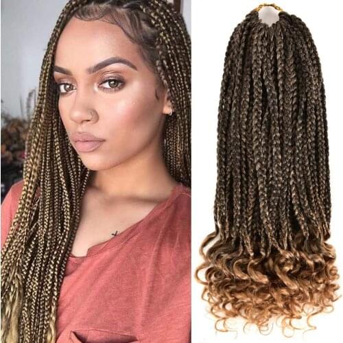 Rosily Hair Goddess Box Braids Crotchet Braids Curly Ends Synthetic Braiding Hair Extensions 22strands/pc Ombre Black Brown