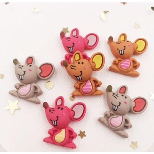 Hand Painted Mix Resin Kawaii Colorful Little Mouse Flat back Stone Scrapbook 12pcs DIY Gift Decor Home Figurine Crafts OF893