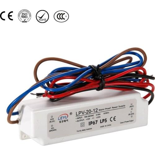 Made in China IP67 lever small size 20w ac to dc single output 1.67A 12v waterproof power supply unit with CE RoHs approvied