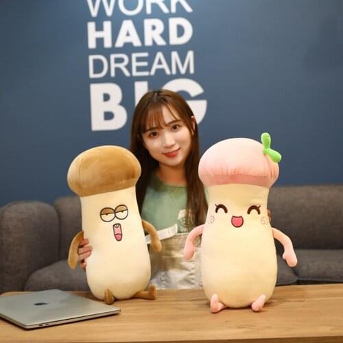 Lovely couple mushroom doll kawaii plush toys soft down cotton filled long strip pillow juguetes ni?a sofa cushion holiday gift