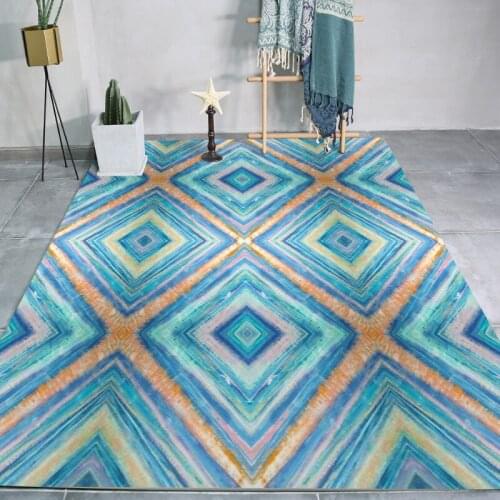 Nordic Simple Blue Large Lattice Carpet Geometric Pattern Home decor Carpets for Lving Room Bedroom Area Rug Kids Room Play Mats