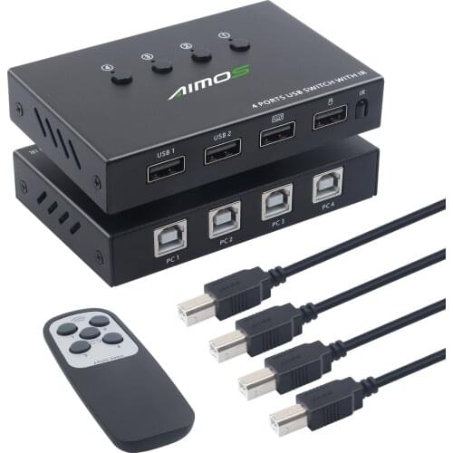 USB2.0 KVM Switch Splitter Box 4 in 4 out 4 PCs Sharing 4 USB Devices 2.0 Switch Switcher For PC Computer Printer Keyboard Mouse