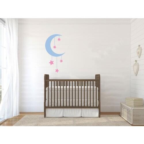 Moon Hang Stars Wall Stickers For Kids Rooms Baby Kid Nursery Bedroom Vinyl Wall Decal Art Mural Home Kindergartens Decor SYY795