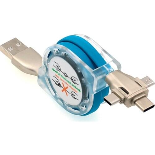 2019 New USB 2.0 Extend Data Cable 3 in 1 Retractable Cable, for iPhone for android for Type-C Charging Cable