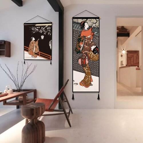 Japanese Ukiyoe Canvas Hanging Painting Bedroom Living Room Wall Art Decor Scroll Wall Paintings Home Decor Print Anime Posters