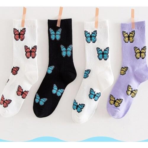 New Butterfly Socks Women Streetwear Harajuku Crew Women Socks Fashion EU Size 35-40 Ladies Autumn Cotton Socks