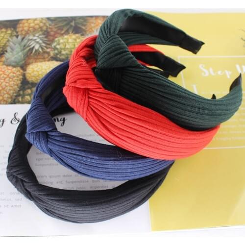 New Women Fashion Beauty Hairbands Casual Solid Headbands Cute Vintage Hair Hoop Colorful Girl Hair Accessories Sale