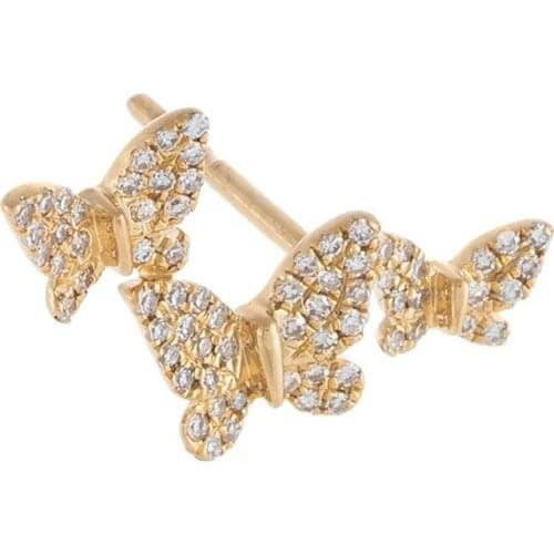 Insect Butterfly Stud Earrings Fashion Jewelry Bridesmaid Gift Gold Color Crystal Ear Studs Bijoux Femme Oorbellen