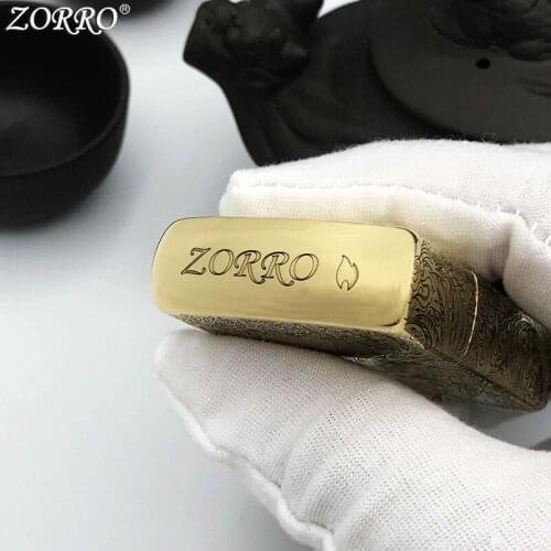 Zorro Pure Copper Kerosene Lighter Brass Five Side Fine Carving Chinese Fashion Creative Gift