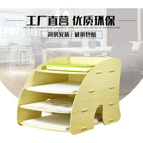 1pcs A4 wooden file storage rack office supplies desktop storage box information magazine storage box