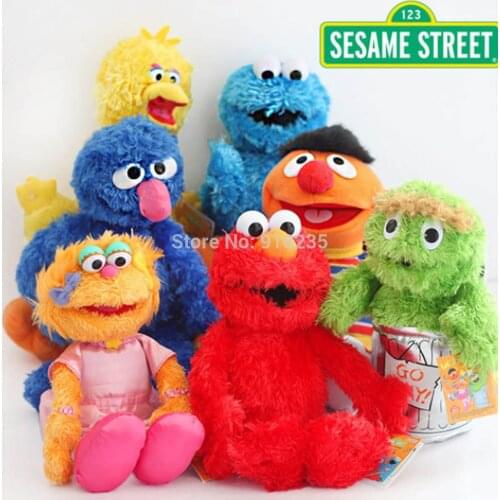 10/Lot 7 Styles Plush Doll Sesame Street Elmo Cookie Grover Bert Oscar Zoe & Emie Big Bird 26-34CM Toys