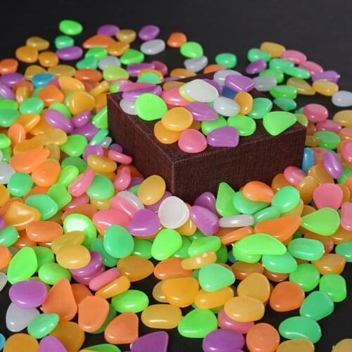 100pcs Colorful Luminous Stones Decorative Pebbles for Outdoor Lawn Garden terrace Walkways Plants Fish Tank Aquarium Crafts