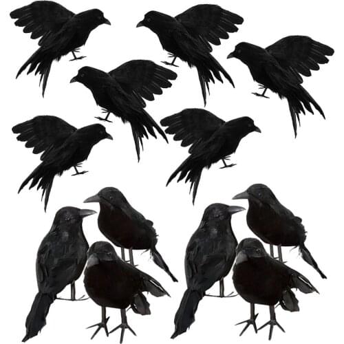 12pcs/set Fake Ravens Crows Realistic Birds for Home Garden Halloween Wedding Decoration