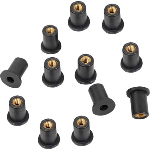 12 Piece Rubber Well Nuts With M5 Brass Insert 5mm Metric Wellnuts Motorcycle Windscreen
