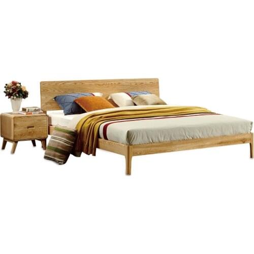 1212H103 Original Nordic style Asho solid wood with stable ranked skeleton soft bed-rest Modern Simple style large bed frame