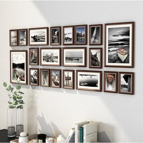 20Pcs/Set Wood Picture Frames With Pictures Photo Frame For Wall Hanging Classic Wooden Frame For Home Decoration