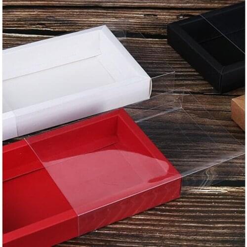 20pcs Kraft Paper Drawer Boxes with Clear PVC Sleeve Blank DIY Handmade Soap Box Candy Favor Packaging Wedding Party Gift Box