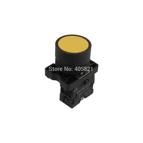 22mm Yellow Momentary Push Button Switch 1 NO N/O 600V 10A XB2-EA51 Spring Return