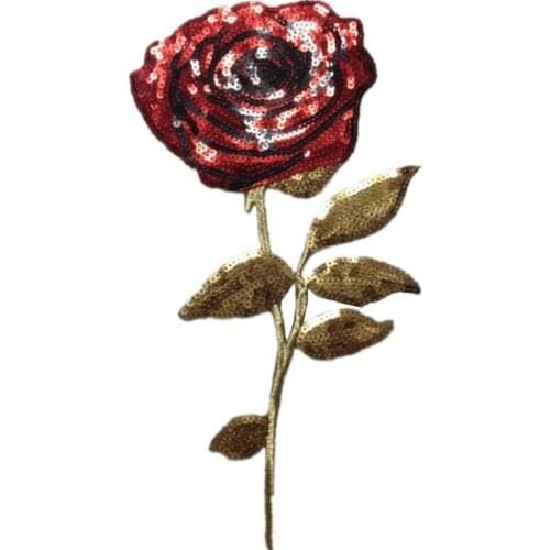 25pcs/Lot Embroidery Patches Letters Clothing Decoration Accessories Rose Flower Sequins Diy Iron Heat Transfer Applique