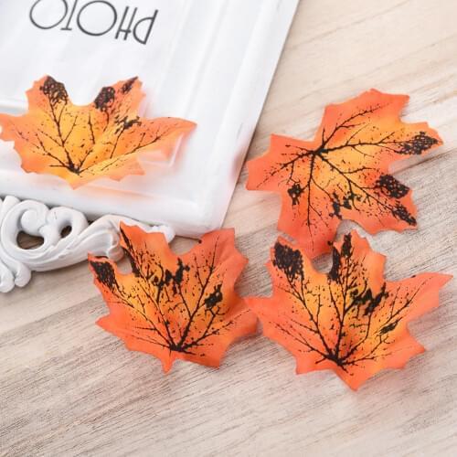 50pcs Artificial Flowers Silk Maple Leaves Plants Autumn Fall Leaf Art Scrapbooking Wedding Bedroom Wall Party Decor Craft