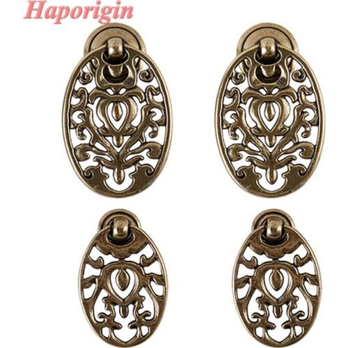 Antique Kitchen Cabinet Drawer Knobs European Luxury Carved Cupboard Drawers Folding Ring Pulls Vintage Wardrobe Dresser Handle