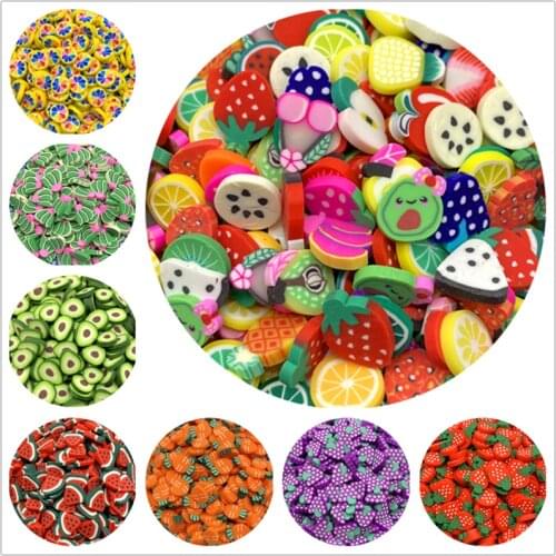 50pcs 10mm Clay Slice Round Shape Fruit Polymer Clay Beads For Jewelry Making DIY Handmade Scrapbooking Accessories