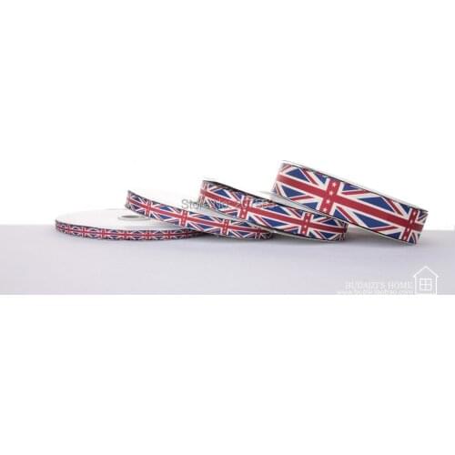 DIY 3/8"(9mm) 100yards Grosgrain Ribbon Printed Swiss UK England Flag~high quality Free Shipping