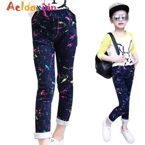 Girls Jeans Brand Spring Children Denim Pants for Girls Fashion Casual Kids Clothing for Girls Cartoon Cute Jeans for Girls 3-12