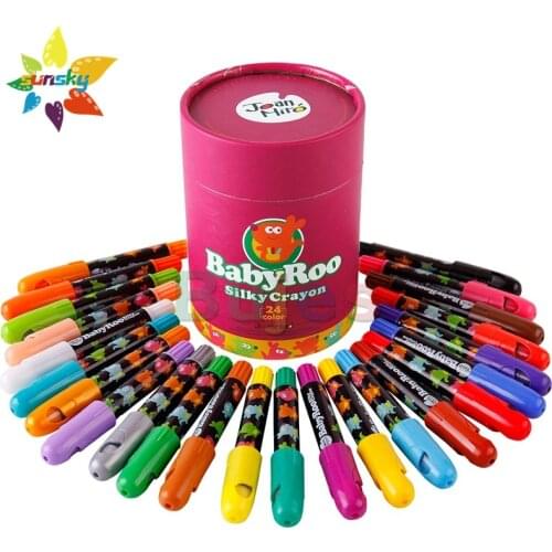 Joan Miro 6/12/16/24/36 color Painting stick Rotating color silky oil stick Crayon toy washable Children brush pen art supplies