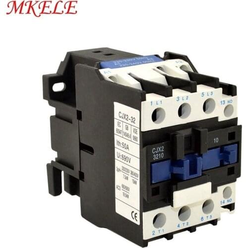 AC Contactor 32A 35mm Din Rail 50/60Hz 3P 1NO 380V 220V 110V 36V 24V Coil Volt Contactor CJX2-3210 Free Shipping