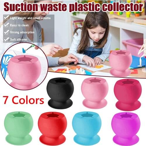 Suction Cup Waste Bin Silicone Waste Storage Ball Box Household Desktop Weeding for Outdoor Stuff Organizing Supplies