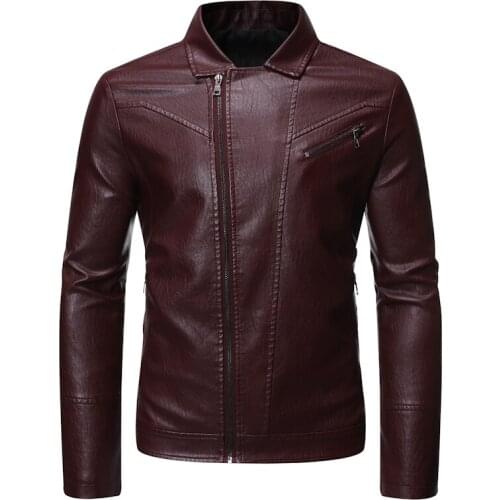 Leather Men Autumn Winter New Locomotive Mens Leather Zipper Coat