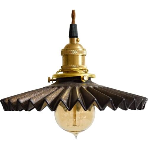 Park House Shop Rust Glaze Ceramic Lamp Shade Pleated Chandelier 2 M Wire