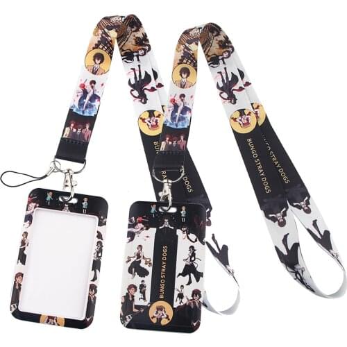LT400 Japanese Anime Bungo Stray Dogs Print Keychain Ribbon Lanyards for Keys ID Card Straps Hanging Rope Lariat Badge Holder