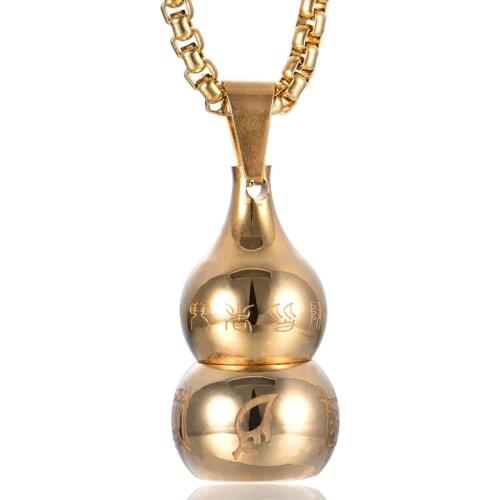 Fashion Gourd Pendant Necklace for Women Sanskrit Cremation Ash Urn Memorial Keepsake Bottle Gold Necklaces Jewelry