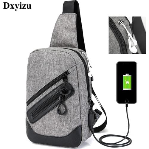 USB Charging Men Chest Bags Pack Theftproof Daily Crossbody Bag Male Business Sling Bag Large Capacity Messenger Bag Shoulder