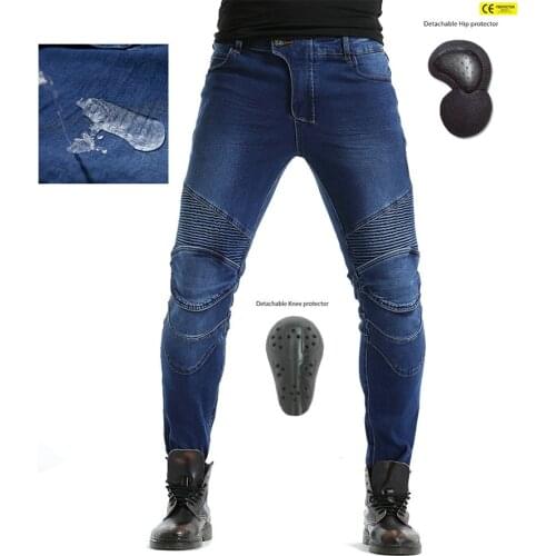 Mens motorcycle jeans waterproof and rainproof new jeans with protective pad to protect the knees and hips. Safety jeans