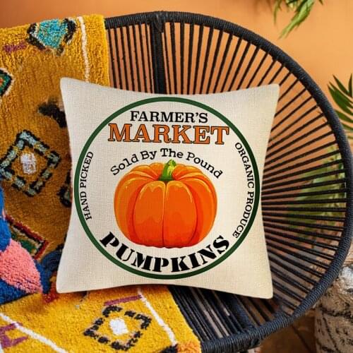 Thanksgiving Day Pillow Covers Pumpkin Pillowcase Sofa Cushion Cover Home Fall Autumn Maple Leaf Decorative Pillow Cover 44*44cm