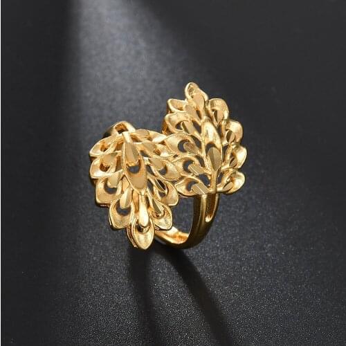 Unisex Vintage Hollow Life of Tree Open Size Rings for Women Men Gold Plated Engagement Wedding Rings Adjustable Fashion Jewelry